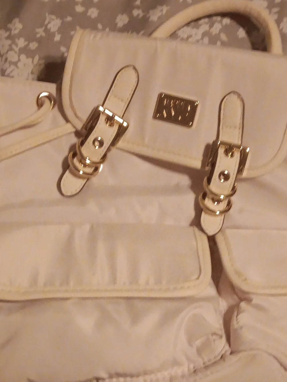 Women’s Cream Backpack with Gold Hardware